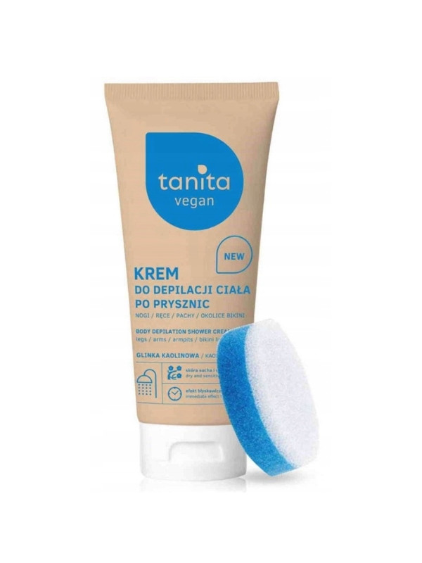 Tanita Vegan Body depilatory cream after shower Kaolin clay 200 ml + Sponge