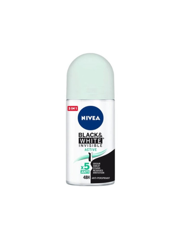 Nivea Roll-on Invisible Black & White Active Vrouwen 50 ml