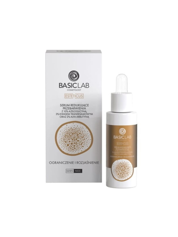 BasicLab Esteticus Face Serum reducing discoloration with 10% Azeloglycine, 3% Tranexamic Acid and 2% Alpha Arbutin 30 ml