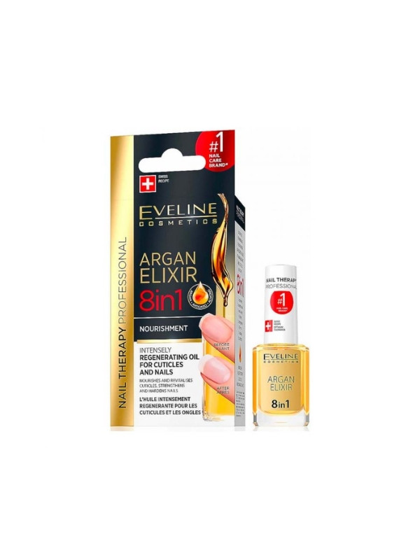 Eveline Professional Nail Therapy Argan Elixir 8in1 regenererende olie voor nagelriemen en nagels 12 ml