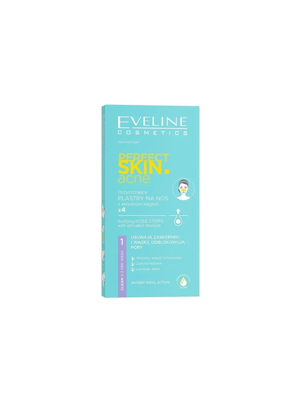 Eveline Perfect Skin Acne reiniging Neusstrips Actieve kool 4 stuks