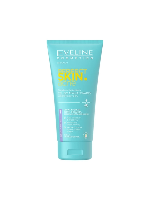 Eveline Perfect Skin Acne глибоко очищаючий гель для вмивання, що очищає пори, 150 мл