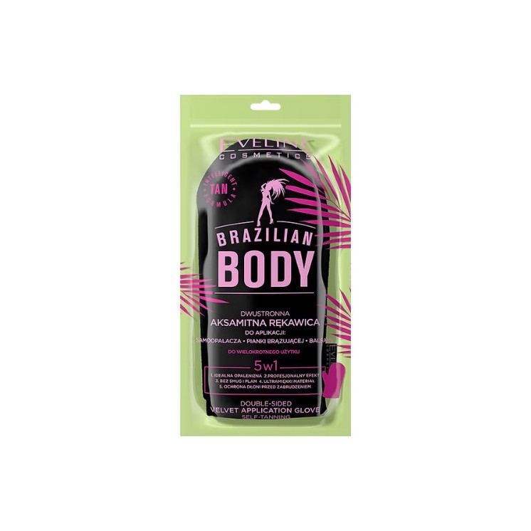 Eveline Brazilian Body Samt-Doppelhandschuh zum Auftragen von Körperpflegeprodukten, 1 Stück