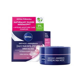 Nivea 24H Nawilżenia Krem do twarzy na noc Cera sucha i wrażliwa 50 ml