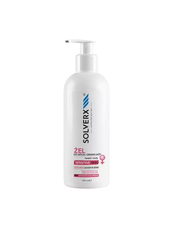 Solverx Sensitive Huid Gezichtswas- en make-upverwijderingsgel 200 ml