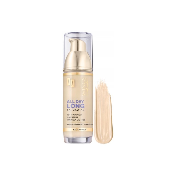 Тональна основа для обличчя AA Wings Of Color All Day Long /102/ Soft Beige 35 мл