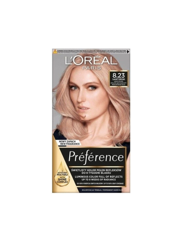 Фарба для волосся L'oreal Preference /8.23/ Світло Blond Опалесцентно-золотистий Medium Rose Gold