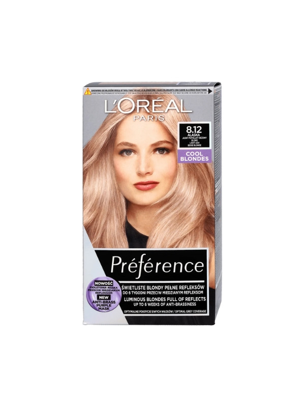 Фарба для волосся L'oreal Preference /8.12/ Світлий попелясто-бежевий Blond