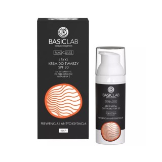 BasicLab Masculis leichte Gesichtscreme SPF30 Prävention und Antioxidans 3 % Vitamin C und 2 % Präbiotika 50 ml