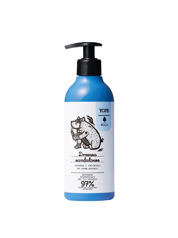 YOPE Wood Douchegel voor mannen Sandelhout, Saffraan en Patchouli 400 ml