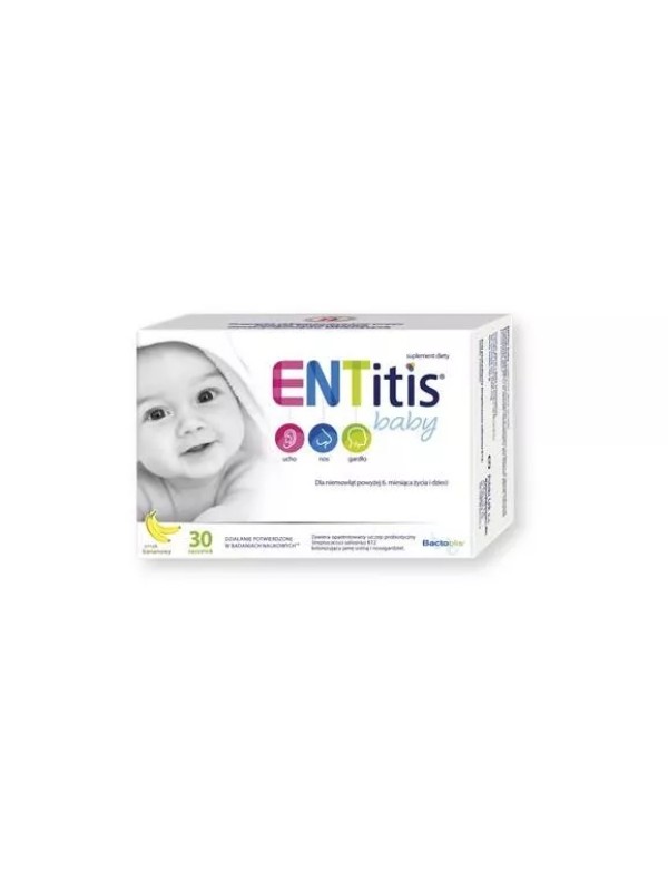 ENTitis Baby Proszek om op te lossen voor de immuniteit van kinderen, bananensmaak, 30 stuks