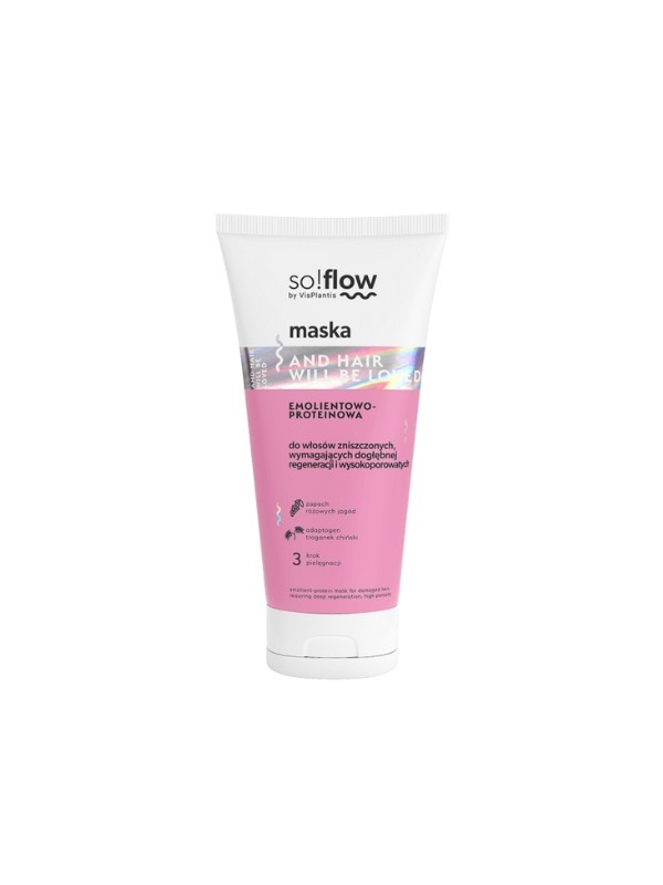 So!flow Protein-Emollient Mask voor hoog poreus haar dat een diepe regeneratie nodig heeft 200 ml