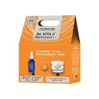 Floslek Revita C Подарунковий набір: Нічний крем для обличчя 50 мл + Вітамінний концентрат для очей, обличчя, шиї та декольте 30