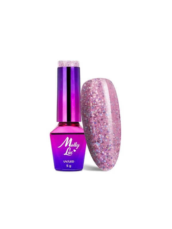 MollyLac /571/ Гібридний лак для нігтів Born To Glow Absolute Pink 5 мл