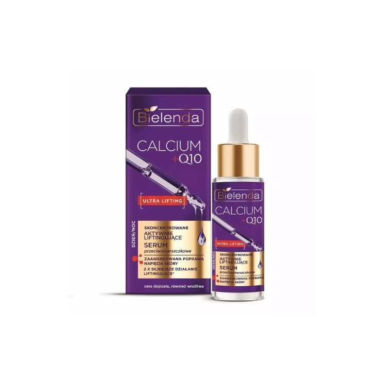 Bielenda CALCIUM + Q10 концентрована активна ліфтинг-сироватка для обличчя проти зморшок день/ніч 30 мл