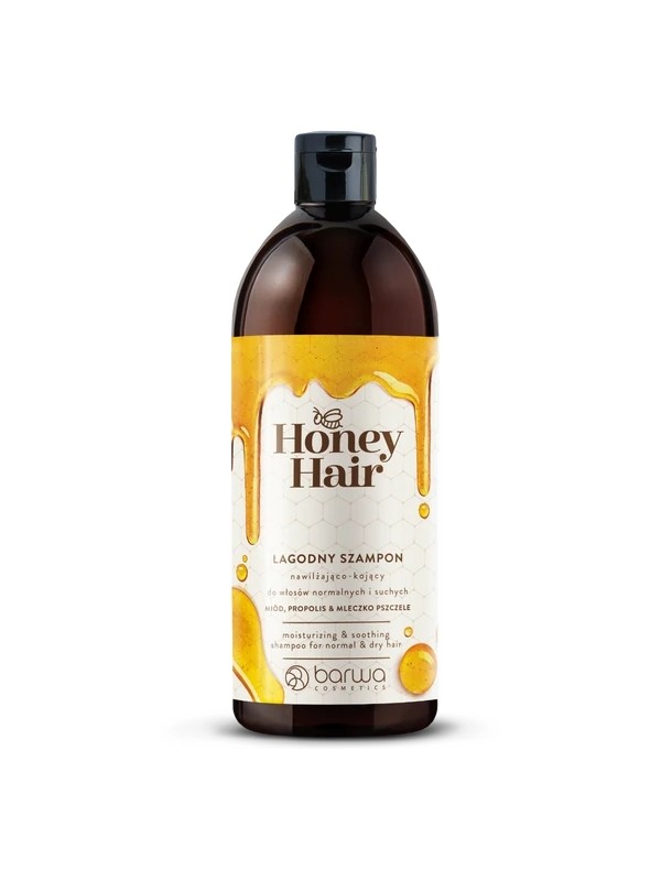 Barwa Honey Hair Hydraterende en verzachtende milde shampoo voor normaal en droog haar Honing, Propolis & Royal Jelly 480 ml