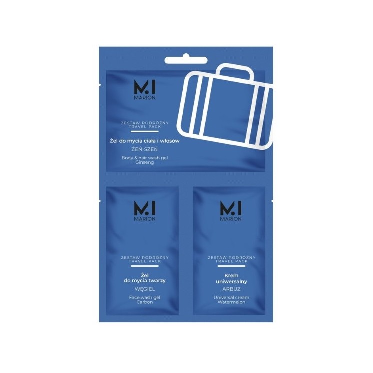 Marion Travel Pack Reiseset for Men : Körper- und Haarwaschgel + Gesichtswaschgel + Universalcreme