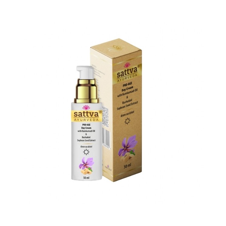 Денний крем для обличчя Sattva Ayurveda Pro Age з олією Кумкумаді та бакучіолом 50 мл