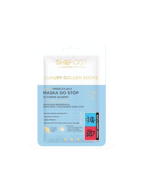 SheHand Luxury Golden Gloves Golden Softening Foot Mask in de vorm van sokken 1 paar