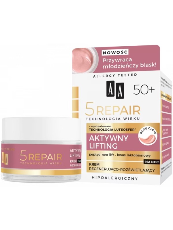 AA AGE TECHNOLOGY 5REPAIR 50+ Active Lifting Regenererende en verhelderende nachtcrème 50 ml