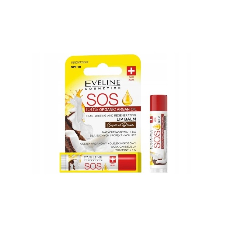 Eveline SOS Pflegender und Regenerierender Lippenbalsam SPF10 Kokos