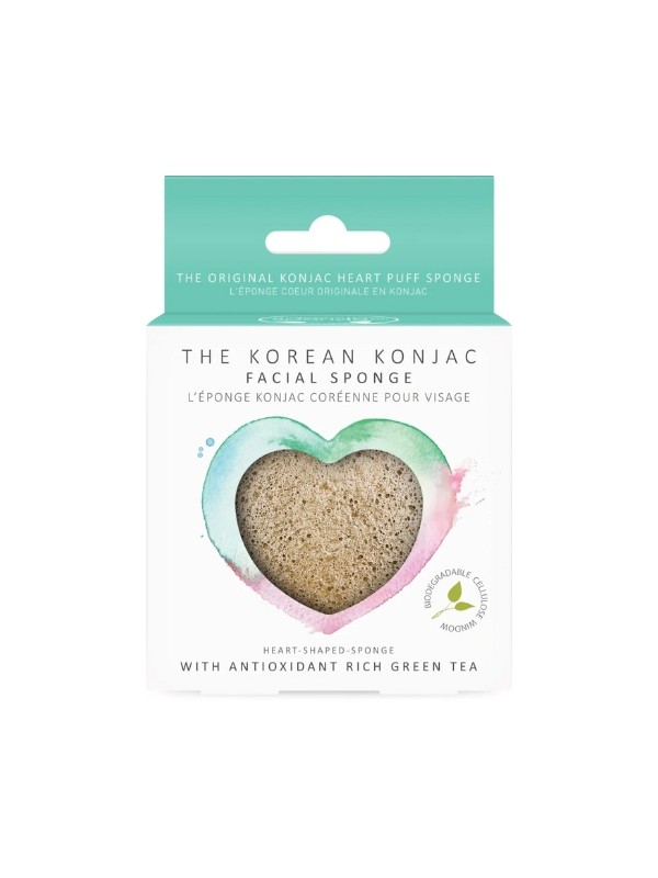 The Konjac Sponge Company Konjac Sponge Heart Green Tea 1 stuk