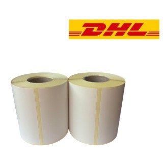 Транспортна етикетка DHL біла, 102 мм x 210 мм, 210 етикеток у рулоні, серцевина 25 мм, ECO термо, міцна упаковка з 2 шт.