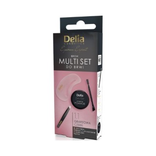 Delia Eyebrow Expert Multi Set für Augenbrauen. Set: Pinzette + 3 Schablonen + Pomade mit Applikator 1.1 Graphite Black