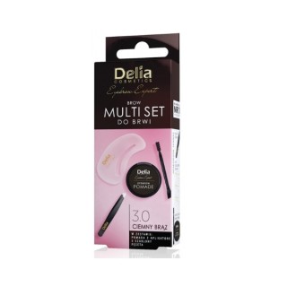 Delia Eyebrow Expert Multi Set für Augenbrauen. Set: Pinzette + 3 Schablonen + Pomade mit Applikator 3.0 Braun