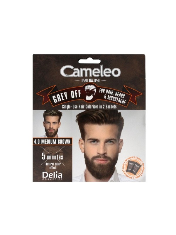 Delia Cameleo Men Grey Off Kleurcrème voor haar en baard /4.0/ Medium Brown 15 mlx2