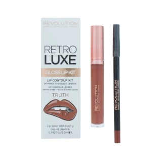 Makeup Revolution Retro Luxe Gloss Kit Truth lip makeup set: блиск для губ 5 мл + олівець для губ 1 г