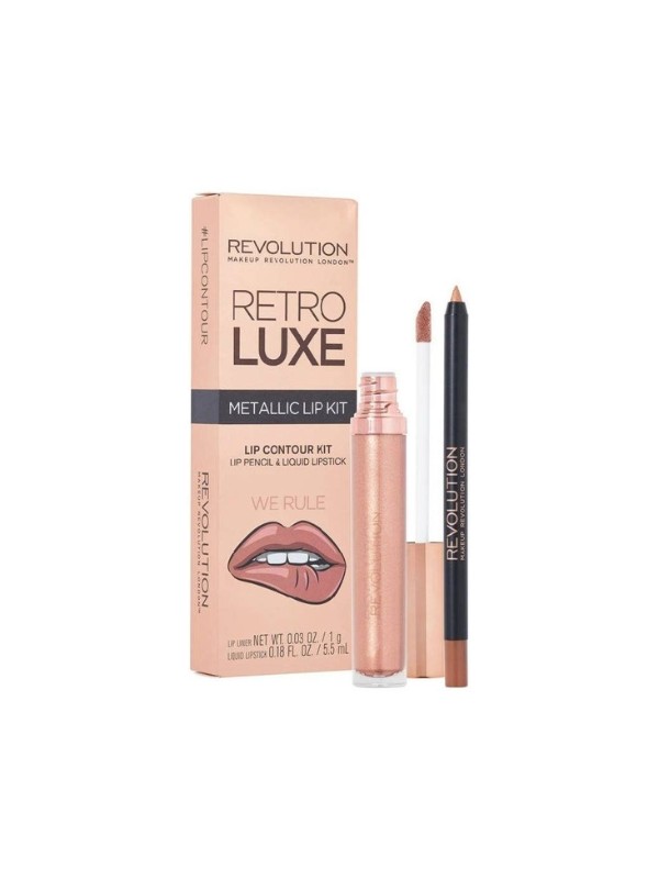 Revolution Retro Luxe Metallic Lip Kit We Rule lipmake-upset: Lipgloss 5 ml + Lippotlood 1 g