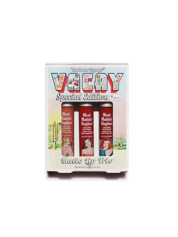 theBalm Meet Matte Hughes Trio Kit Vacay Ein Set mit drei matten Lippenstiften