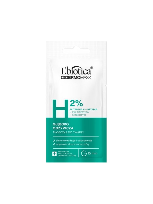L'Biotica Dermomask глибоко живильна маска для обличчя з вітаміном H 8 мл