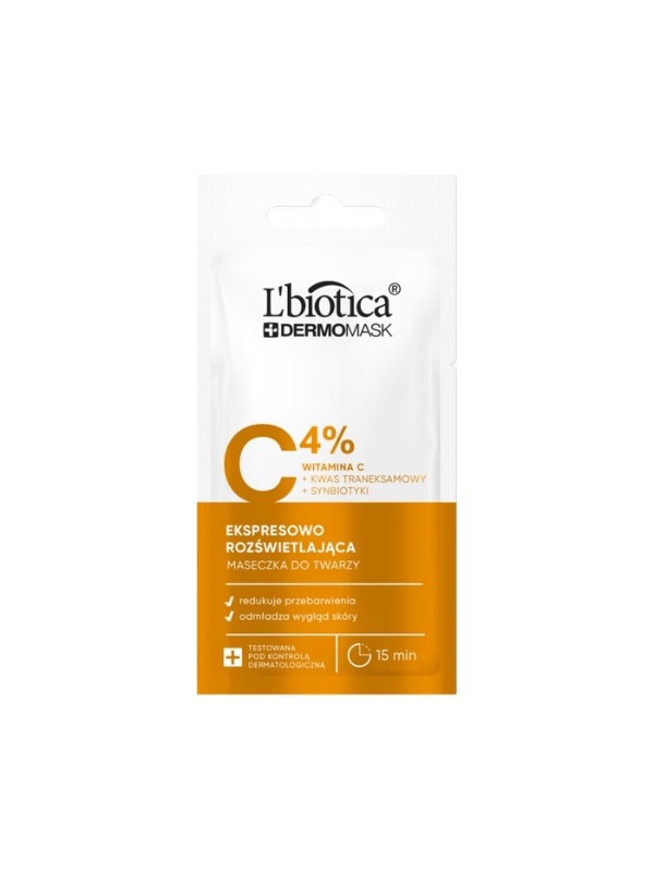 L'Biotica Dermomask ausdrücklich aufhellende Gesichtsmaske mit Vitamin C 8 ml