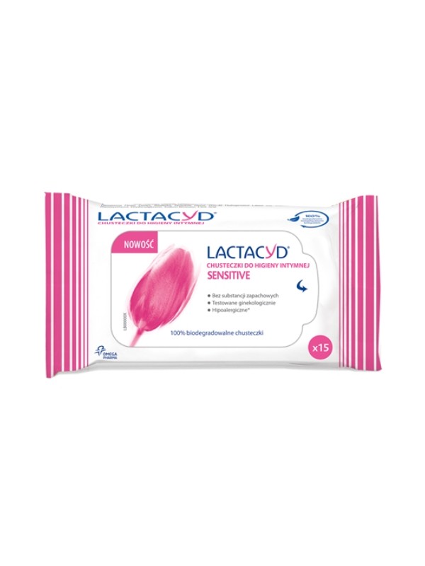 Lactacyd Sensitive Chusteczki do higieny intymnej 15 sztuk