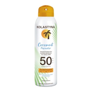 Kolastyna Coconut Paradise transparentna sucha Mgiełka do opalania SPF50 150 ml