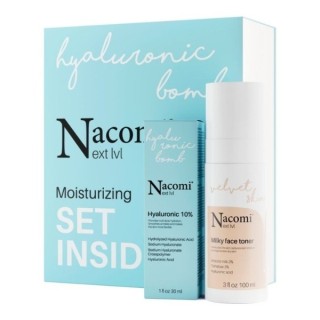 Nacomi Next Level Moisturizing Geschenkset Feuchtigkeitsspendendes Milchtonikum 100 ml + Serum Hyaluronsäure 10 % 30 ml