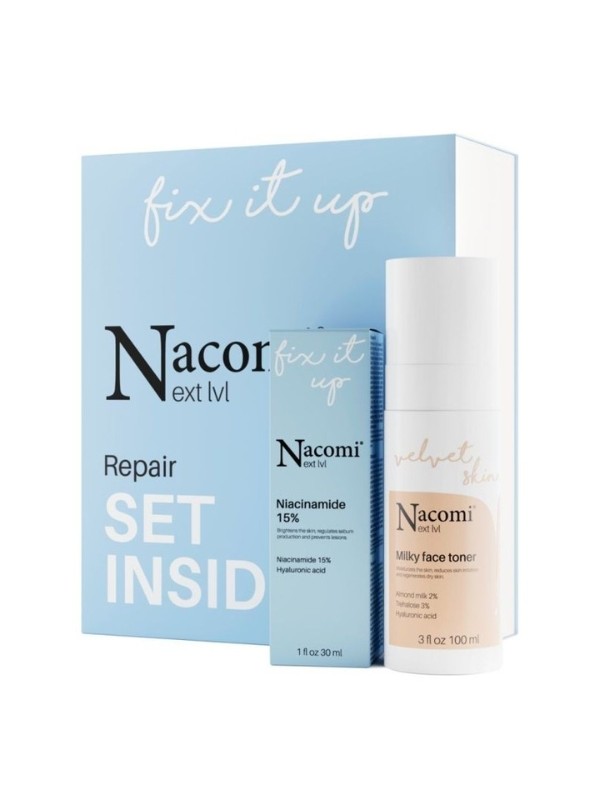 Nacomi Next Level Repair Geschenkset Feuchtigkeitsspendendes Milchtonikum 100 ml + Niacinamin Serum 15 % 30 ml