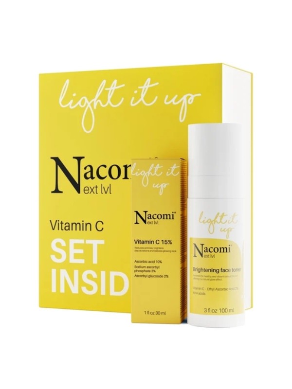 Nacomi Next Level Gift Set Vitamin C Illuminating Milk Illuminating Tonic 100 ml + Vitamin C Serum 15% 30 ml