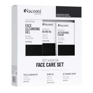 Nacomi Men Face Care Set Gift set for men Face wash gel 140 ml + Beard oil 40 ml + Aftershave cream 50