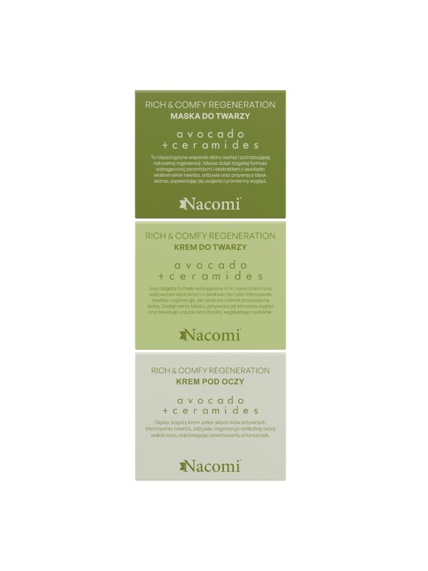 Nacomi Face Care Set Avocado Gift set Крем-догляд за обличчям 40 мл + Маска для обличчя 40 мл + Крем для очей 15 мл