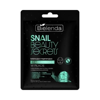 Bielenda SNAIL BEAUTY SECRETS Balansująco - regenerująca czarna maska w płacie z filtrowanym śluzem ślimaka 1 sztuka