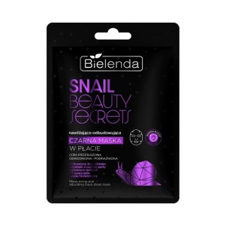 Bielenda SNAIL BEAUTY SECRETS Feuchtigkeitsspendende und aufbauende schwarze Blattmaske mit gefiltertem Schneckenschleim, 1 Stüc