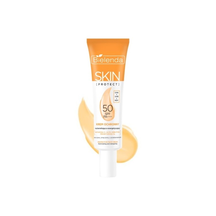 Bielenda SKIN PROTECT Krem ochronny SPF 50 rozświetlająco - energetyzujący, PA++++, UVA + UVB + HEV 40 ml