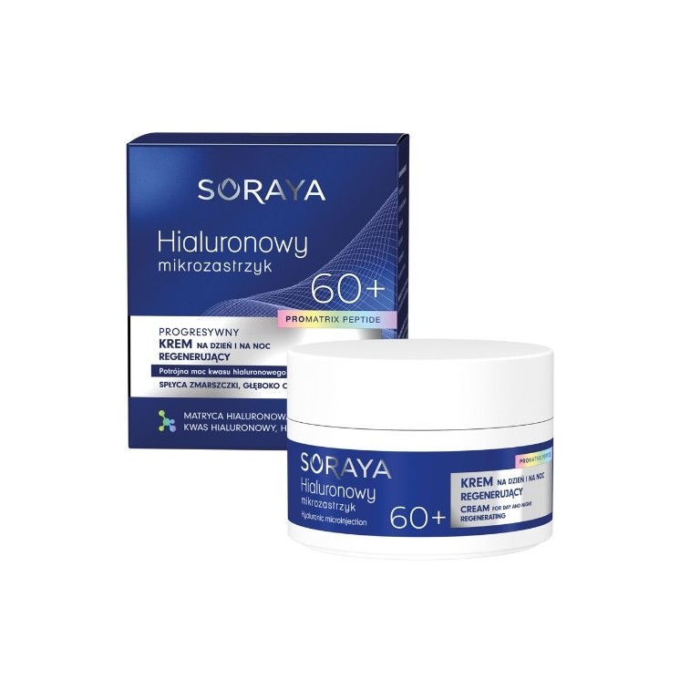 Soraya Hyaluronic micro-injection Прогресивний відновлюючий крем 60+ для дня та ночі, гіалуронова кислота та сигнальний пептид 5