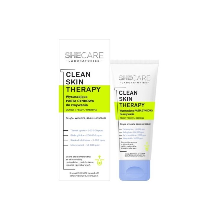 SheCare Clean Skin Therapy Drying Zinc Paste for Washing - Neckline, Back, Shoulders 90 g