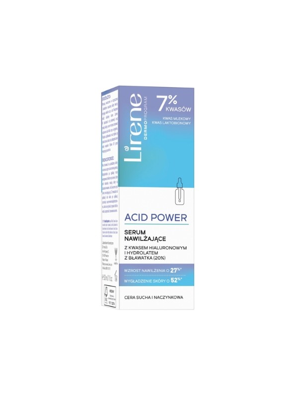 Lirene Acid Power vochtinbrengend serum met hyaluronzuur en korenbloemhydrolaat 30 ml