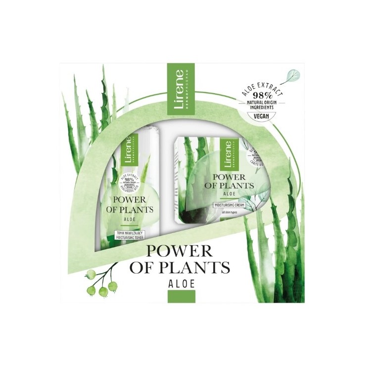 Lirene Power Of Plants Zestaw prezentowy Aloes Krem do twarzy 50 ml + Tonik do twarzy 200 ml