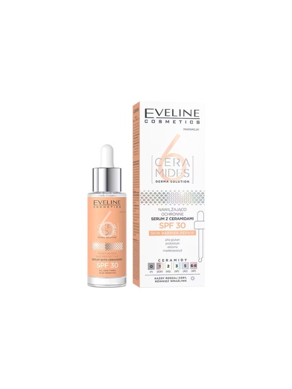 Eveline 6 CERAMIDES nawilżająco-ochronne Serum do twarzy z ceramidami i SPF30 30 ml